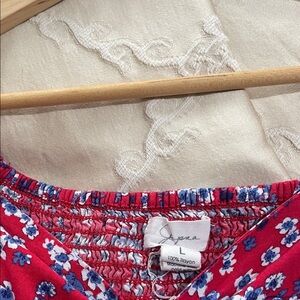 J. Crew Floral Print Women's Blouse - Red and Blue